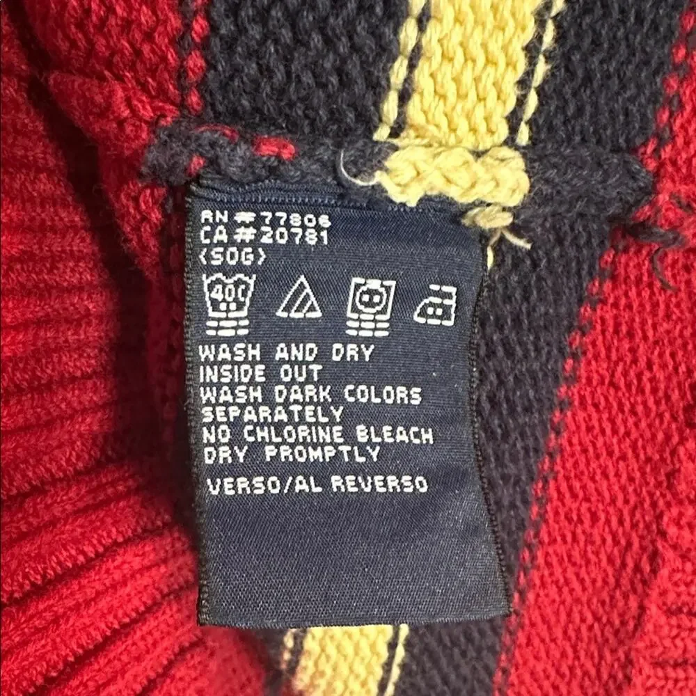 Vintage 90s Tommy Hilfiger Red Navy Striped Crewneck Sweater Collegiate Mens XL